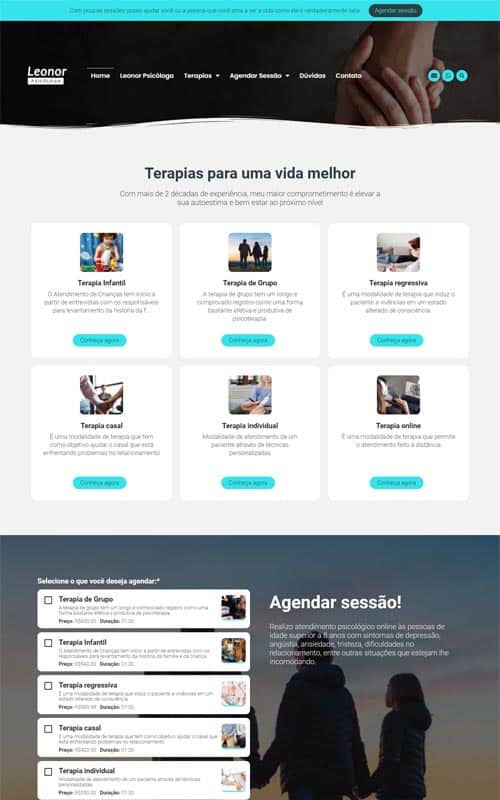 Modelo de site para psicólogos e consultórios de psicoterapia, psicologia ou terapias