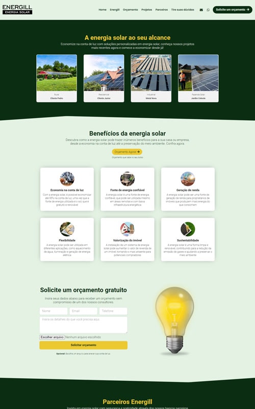 Projeto de sites para empresas de energia solar